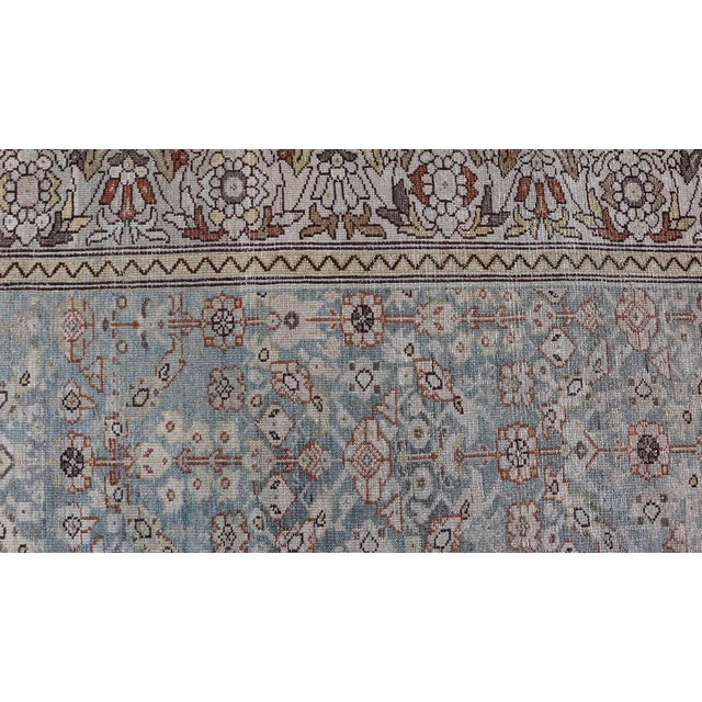 Antique Persian Malayer Gallery Rug With Light Blue Abrash Field Design For Sale - Image 11 of 13