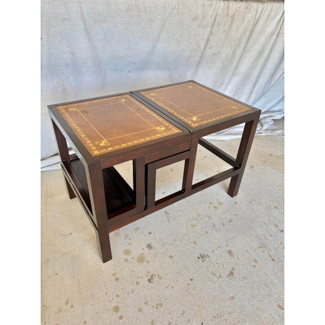 This 20th Century English Walnut Metamorphic Library Steps Side Table dates back to the mid 1900's. The piece features a...