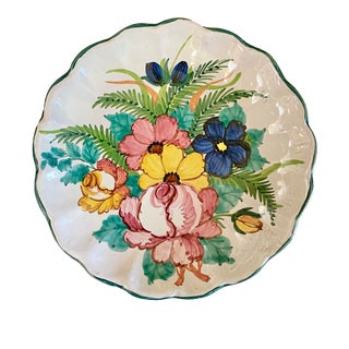 1960s Hand-Painted Botanical Folk Art Dish For Sale
