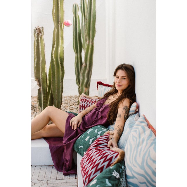 Contemporary Palais Double Sided Outdoor Cushion Rosita Ice & Bordeaux X Michelle Ice, 20x12 Inch For Sale - Image 3 of 6