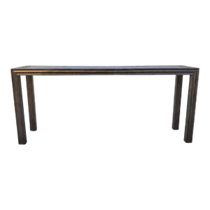 1980s Wood Parsons-Style Console Table Painted Dark Pewter