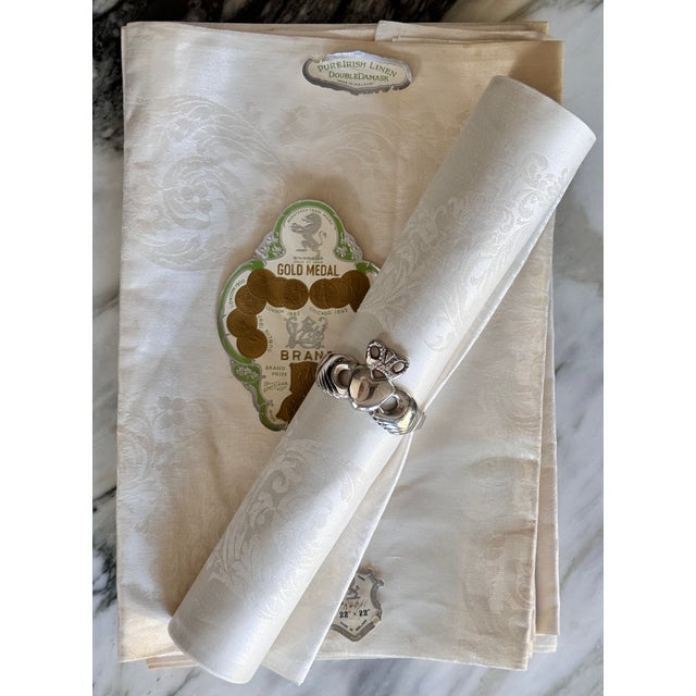 Made in Ireland Mid-Century Fine Damask Napkins - Set of 6 + 1 For Sale - Image 16 of 17