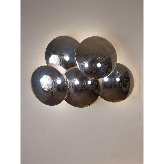 Silver Vintage Wall Lamps with Chromed Steel Discs by Goffredo Reggiani, 1970s, Set of 2 For Sale - Image 8 of 12