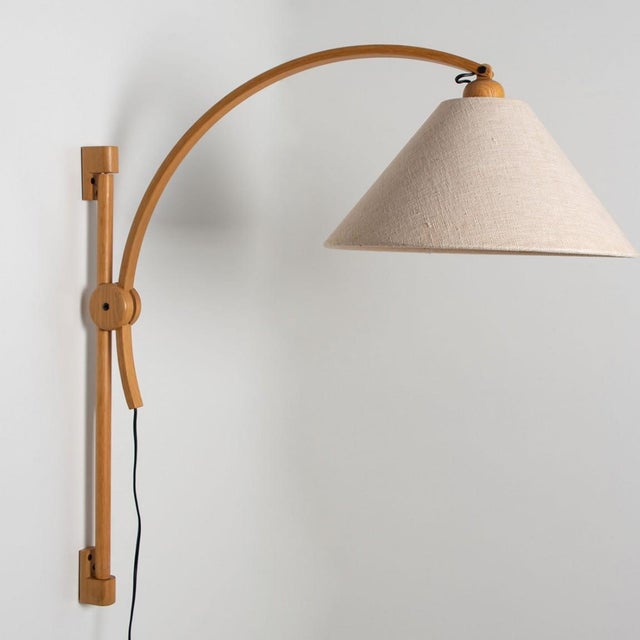 Wooden Wall Lights with Natural Shade by Domus Germany, 1970s For Sale - Image 3 of 15