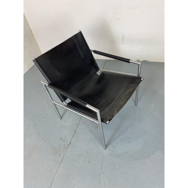 Metal Modern Black Leather Lounge Chair by Martin Visser for T Spectrum, 1960s For Sale - Image 7 of 8