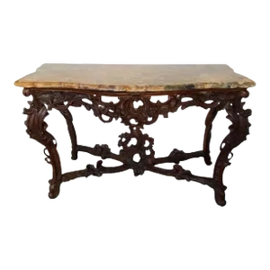 Italian Walnut Console With Marble Top, 18th Century