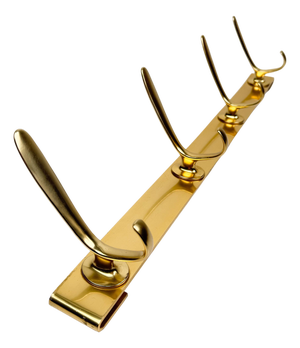 Mid-Century Gilt Metal Wall Coat Rack with 4 Hooks, 1960s