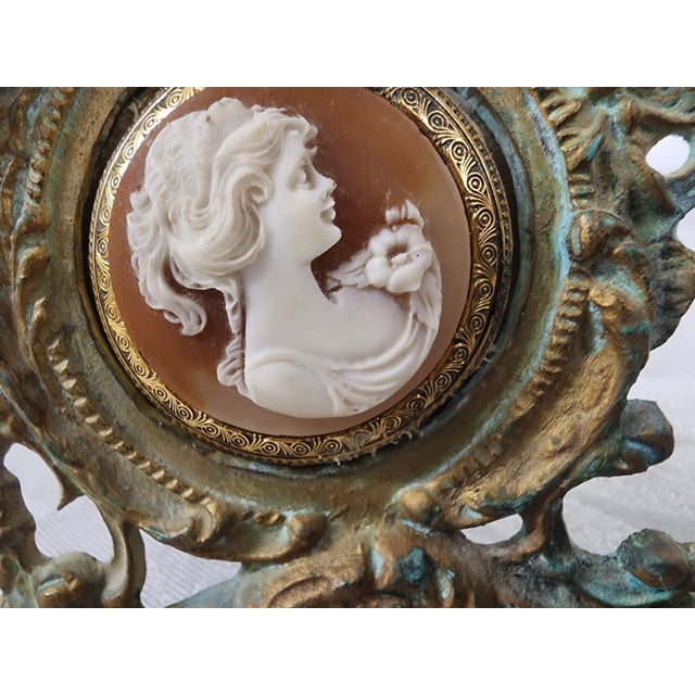 1930s Brass Rococo Framed Cameo For Sale - Image 4 of 4