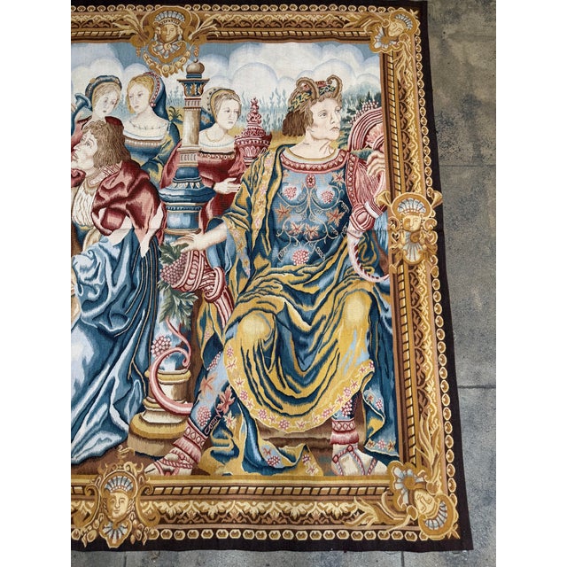 Vintage European Courtly Music Scene Figural Wall Tapestry - 5'5" X 5'1 For Sale In Los Angeles - Image 6 of 9