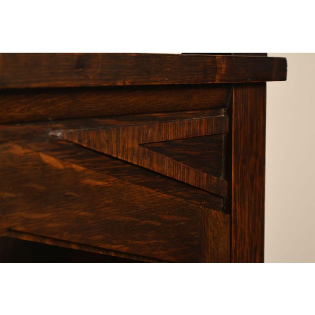 Antique Mission Oak Arts And Crafts Two Door Bookcase For Sale - Image 13 of 18