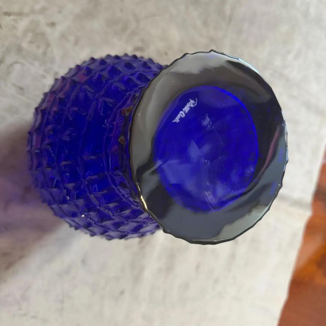 Modern Roberto Cavalli Cobalt Blue Glass Vase, Textured Design, Circa 2000 For Sale - Image 3 of 15