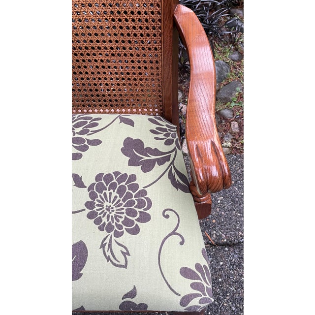 Virginia House Colonial Revival Oak Cane-Back Armchair, C. 1930s For Sale - Image 9 of 15