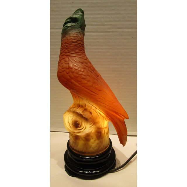 Glass Rare Original Tiffin Art Deco Glass Parrot Lamp Circa 1930s For Sale - Image 7 of 13
