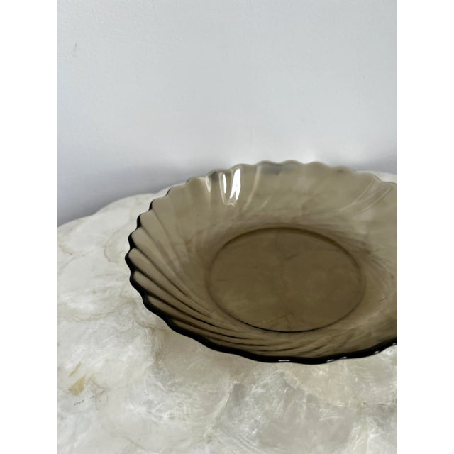 Greige Late 20th Century Arcoroc Smokey Glass Swirl Bowls- Set of 2 For Sale - Image 8 of 9