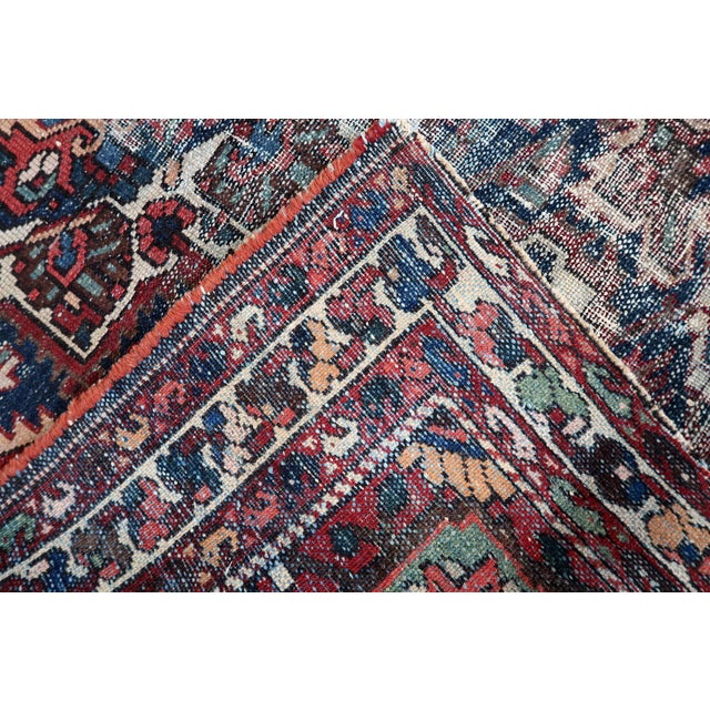 Persian 1920s, Antique Persian Hamadan Rug, Distressed Geometric Medallion, 4 X 6 For Sale - Image 3 of 11