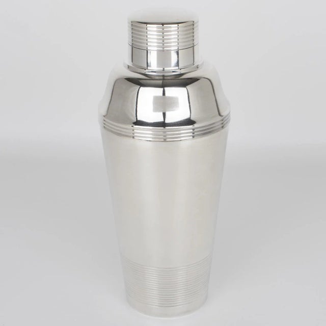 Art Deco Art Deco Silver Plate Cocktail Shaker and Six Barware Glasses For Sale - Image 3 of 14