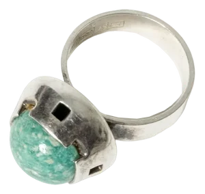 Vintage Silver and Amazonite Quartz Ring by Martti Viikinniemi, 1968