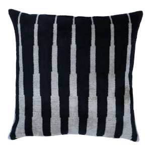 Contemporary Black and White Handmade Velvet Pillow and Down Feather Insert