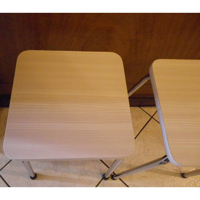 Silver Scandinavian Style Stools in Formica and Chrome-Plated Steel, 1950s-1960s, Set of 2 For Sale - Image 8 of 14