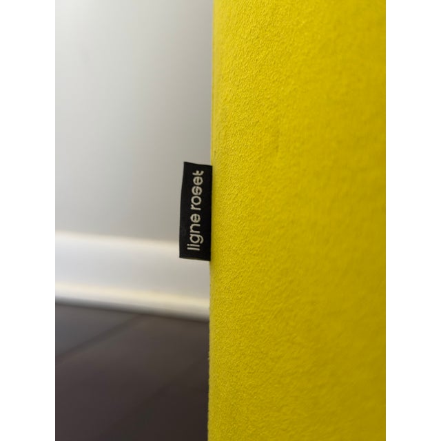 Animal Skin Late 20th Century Ligne Roset Bold Yellow Chartreuse Microfiber Suede Lounge Chair, Made in France For Sale - Image 7 of 12