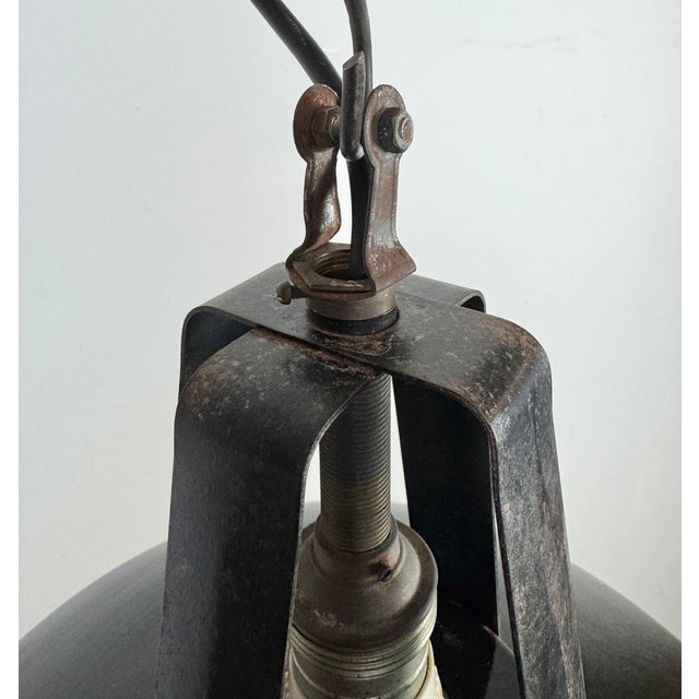 Black French Industrial Black Enamel Pendant Lamp from Mazda, 1960s For Sale - Image 8 of 18