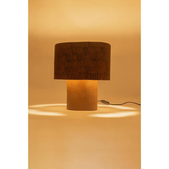 Ceramic Brown Medium Table Lamp in Stoneware with Hand-Painted Glaze by Lucas Huillet For Sale - Image 7 of 15