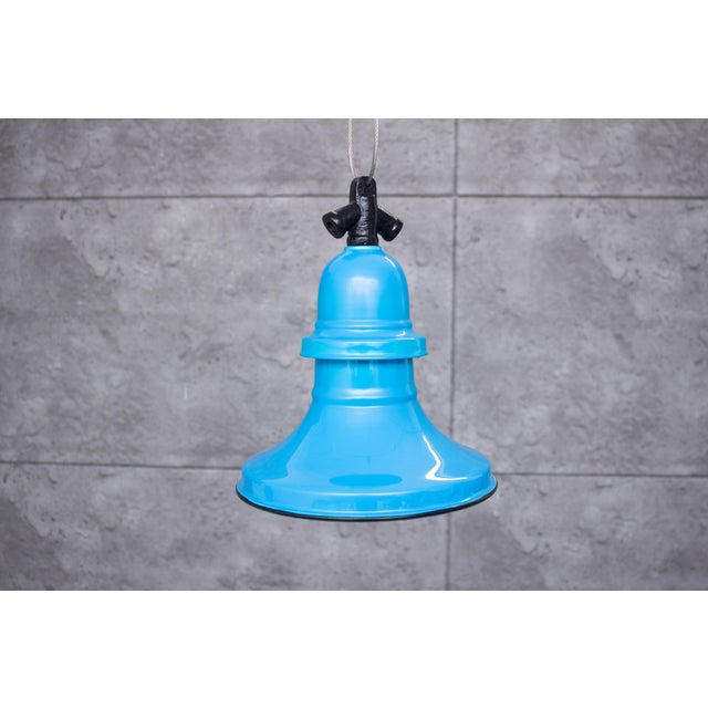 Industrial Enamel Ceiling Lamp in Dark Blue, 2000s For Sale - Image 4 of 10