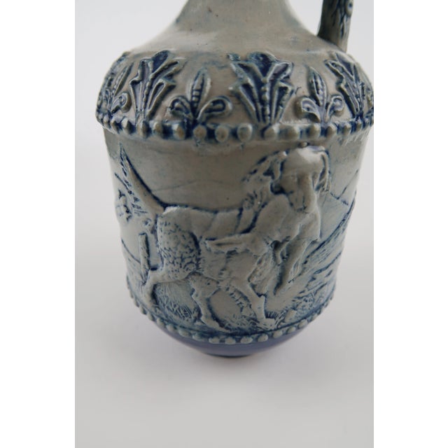 Late 18th Century Antique White's Pottery of Utica, Ny. Grey and Blue Hunting Scene Jug For Sale - Image 5 of 8