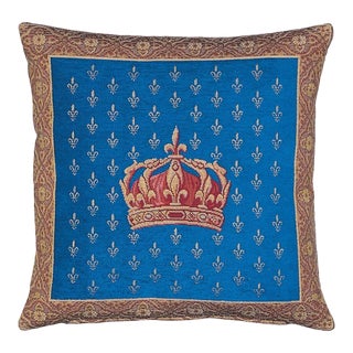 Royal Crown Tapestry Cushion With Feather Filler - 46x46cm (18"x18") For Sale