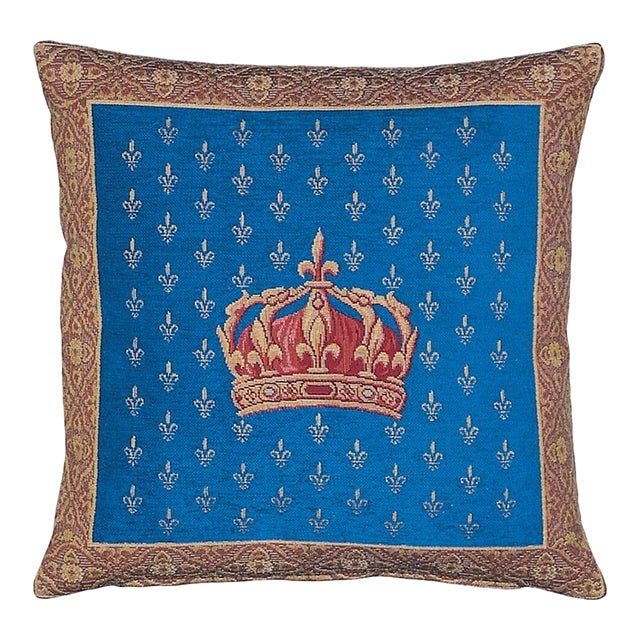 Royal Crown Tapestry Cushion With Feather Filler - 46x46cm (18"x18") For Sale