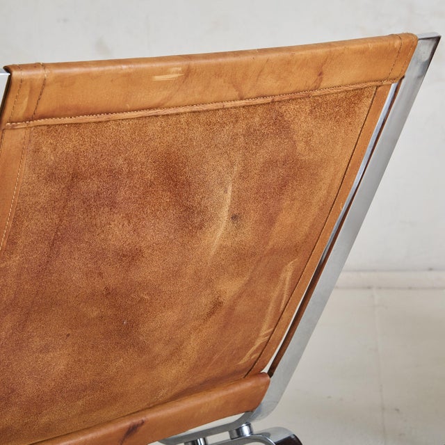 Danish Brown Leather + Chrome Frame Lounge Chair #1, 1960s For Sale - Image 9 of 11