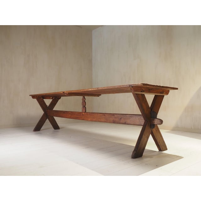 19th Century X Frame Trestle and Cross Strecther Base Table For Sale - Image 3 of 18