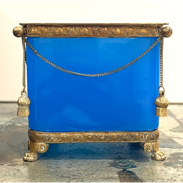 French French Blue Opaline Antique Jardiniere For Sale - Image 3 of 10