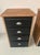 Pair of small Brutalist chests of drawers in patinated fir Four drawers on the front Refurbished antique furniture...