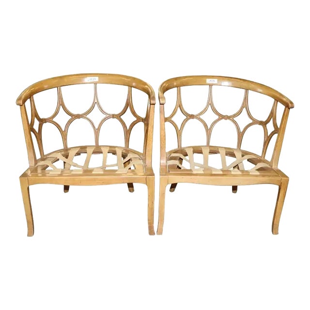 1960s Billy Haines Style Hollywood Regency Barrel Back Chairs - Set of 2 For Sale