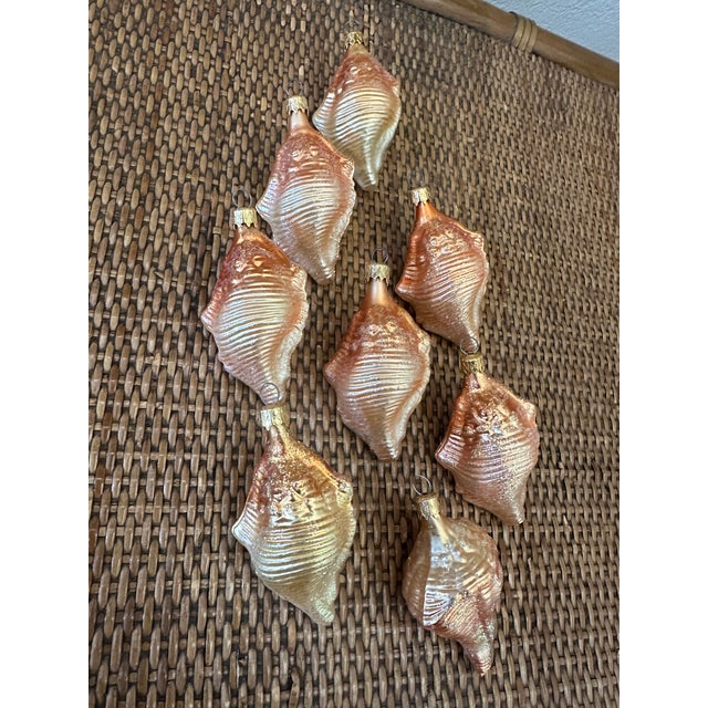 Traditional Vintage Gump’s Conch Seashell Holiday Ornaments -Set of 8 For Sale - Image 3 of 16