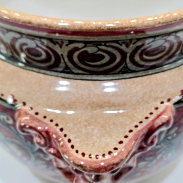 Late 20th Century Late 20th Century Biagioli Ceramiche Gubbio Italian Majolica Jardiniere – Hand-Painted Vintage Ceramic Planter For Sale - Image 5 of 12