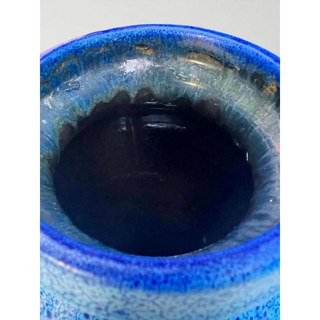 Vintage Model 390-35 Blue Ceramic Vase with Lava Foam Glaze from Fohr, West Germany, 1960s