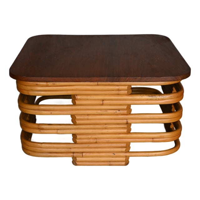 1950s Mid-Century Modern Rattan Coffee Table For Sale