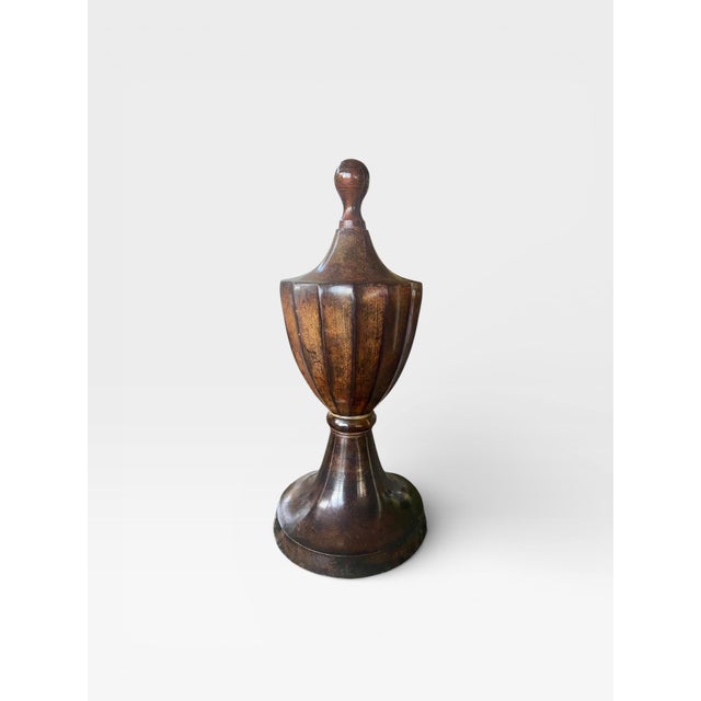 Brown Late 20th Century Pair of Vintage Turned Wood Urn Finials or Decorative Objects For Sale - Image 8 of 8