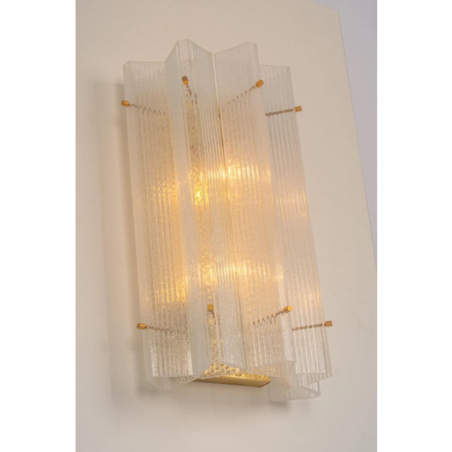 Huge Triangular Frosted Glass Wall Sconces from Limburg, Germany, 1960s, Set of 2 For Sale - Image 13 of 14