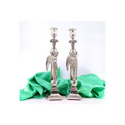 Silver Candlesticks with Angelic Figures, Set of 2 For Sale - Image 11 of 11