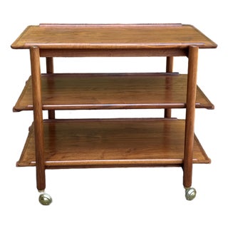 Mid-Century Modern Teak Extendable Bar Cart by Poul Hundevad For Sale