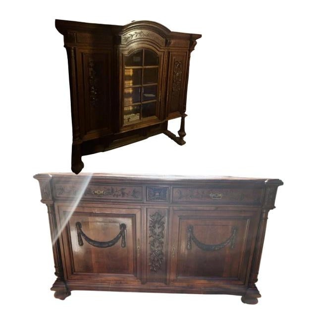 19th Century French Louis XVI Reproduction Cabinet Most likely from the 1940's, this single-owner piece is made from solid...