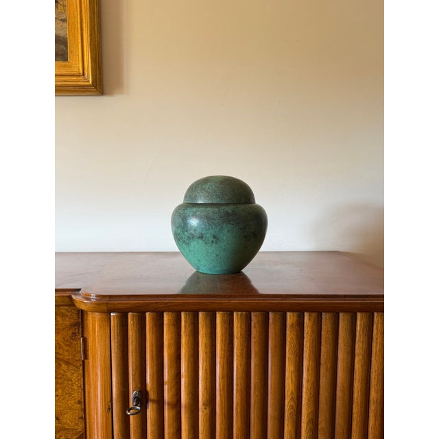Art Deco green vase / potiche Paul Haustein (Chemnitz, 1880 – Stuttgart, 1944), WMF Ikora Germany ca. 1925 enamelled and...