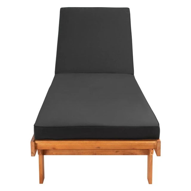 2020s Newport Chaise Lounge Chair with Side Table, Natural/Black Cushion For Sale - Image 5 of 12