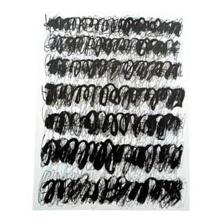 "Writing (1)" Contemporary Black and White Abstract Word Drawing by Diane Grant For Sale