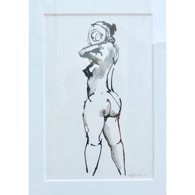 Contemporary Framed "Woman in Love" Framed Ink Drawing For Sale - Image 3 of 7