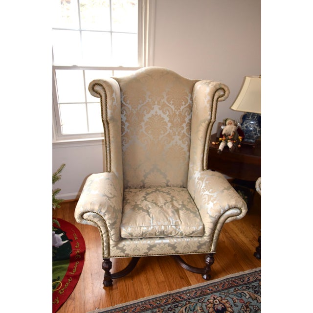 Lee Jofa "William & Mary" wing chair with a loose seat cushion and arm covers. These iconic chairs from Lee Jofa are well...
