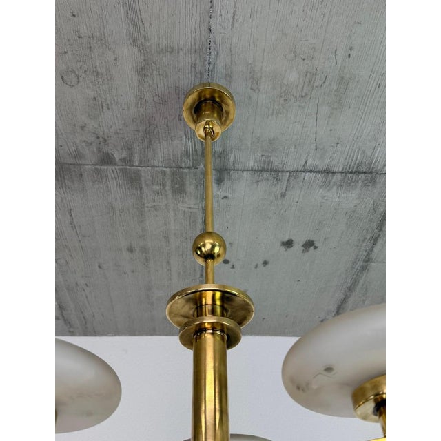 Art Deco Czech Polished Brass Chandelier, 1930s For Sale - Image 9 of 13